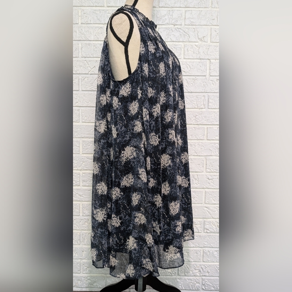 NWT Joie Baltic Print Mini Sleeveless Dress Sz Large Sheer Chiffon Flowy Blue - Picture 6 of 12